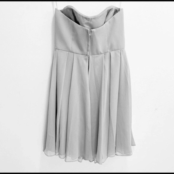David's Bridal NWT Gray Strapless Knee Length Chiffon Prom Bridal Dress Size 8 - Picture 4 of 12